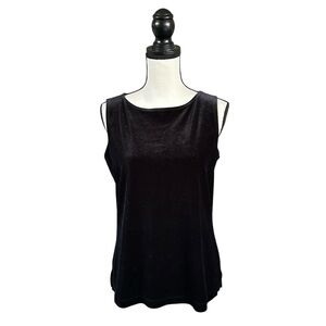Vintage Chico’s Design Black Velvet Shell Tank Top 90s Goth Evening Size 1/M